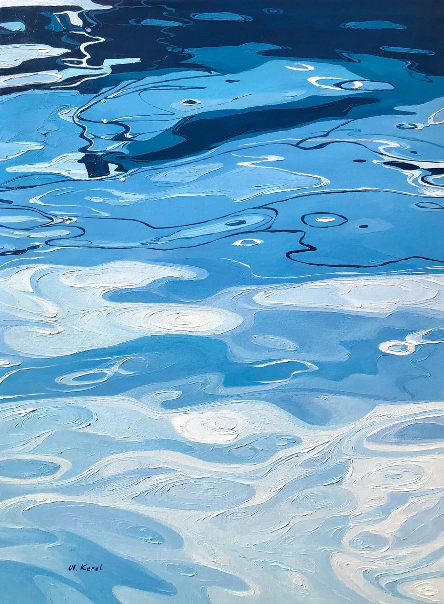 Photorealistic Landscape Oil Painting By Ulyana Korol, 24 X 32", Silver Shimmering, Original Artwork