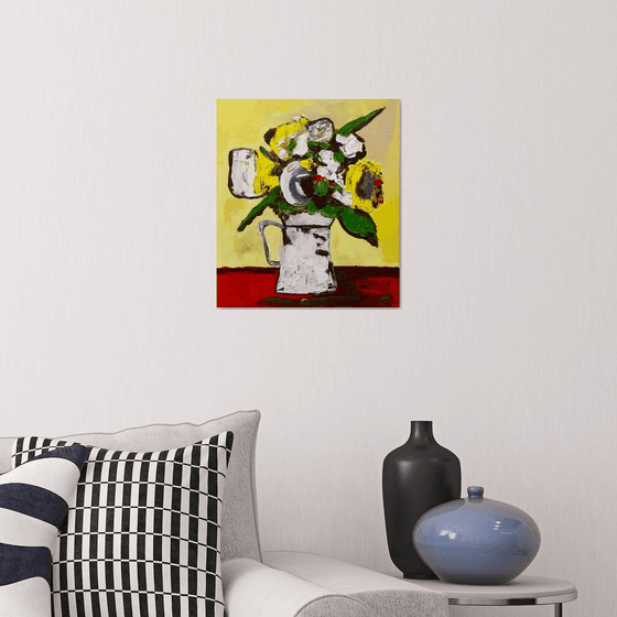 Wildflower still life on yellow background