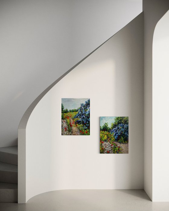 Lilac valley with popies 1