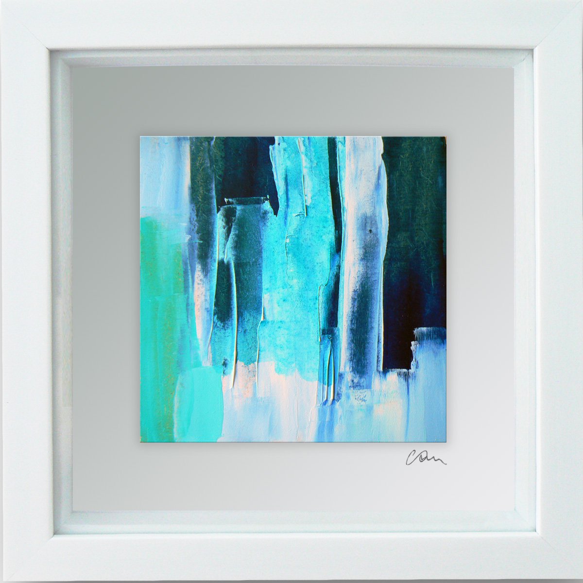 Framed ready to hang original abstract - Deep water #8 by Carolynne Coulson