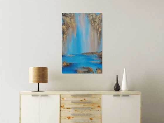 A XL large original modern semi-abstract painting "Shine"