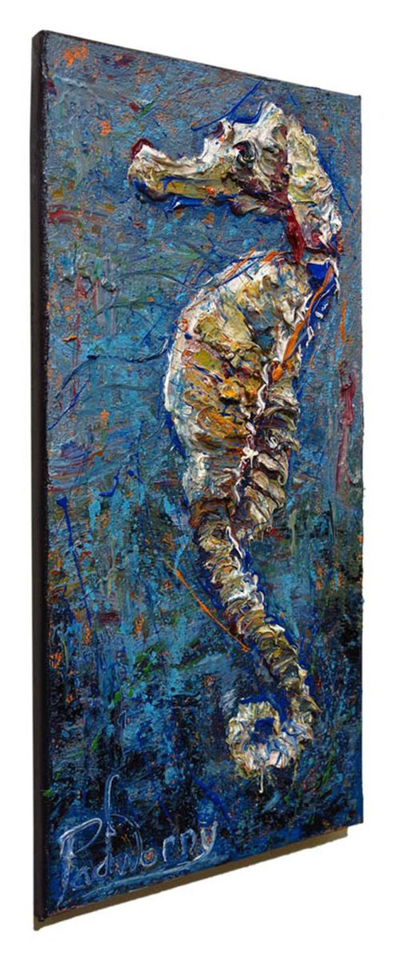 Original Oil Painting Sea Horse Expressionism