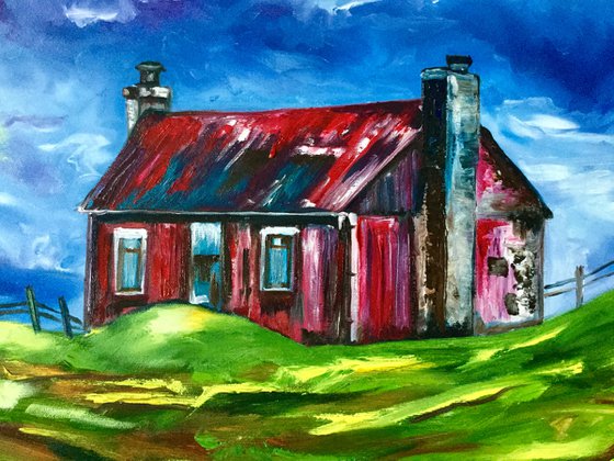 Old house. THE ENGLISH Countryside LANDSCAPE, OIL PAINTING. OFFICE URBAN WALL ART