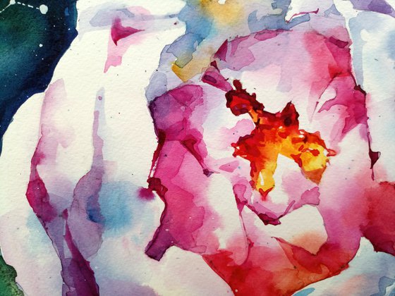 "Peony" original modern watercolor painting