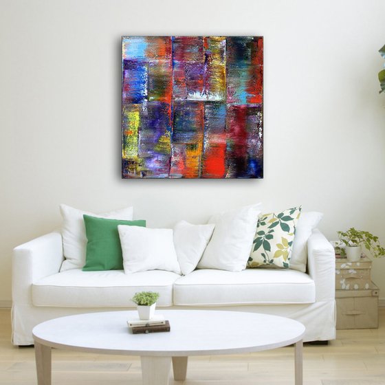 "Reflections" - Original PMS Abstract Geometric Oil Painting On Canvas - 30" x 30"