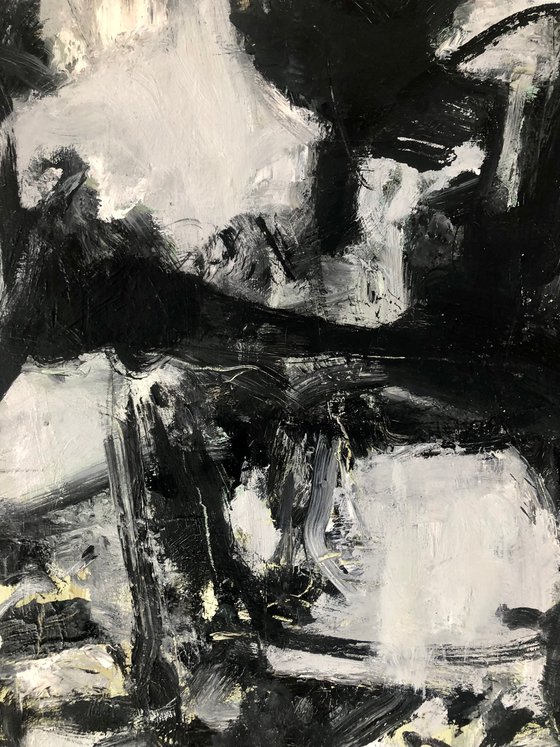 Black and white abstract painting. A new way