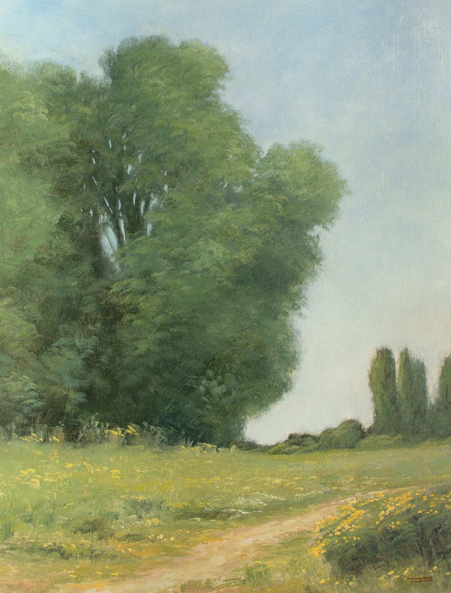 Impressionistic Landscape Oil Painting By Don Bishop, 12 X 16, Meadow Path 240505, Original Artwork