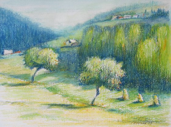 Apple trees. Mountain vacations