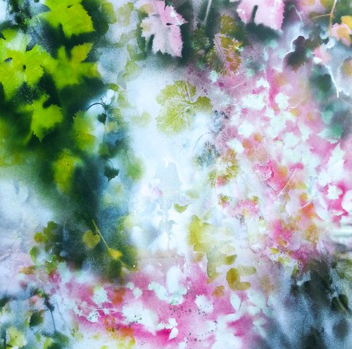 "Foliages" - Floral abstract Large size READY TO HANG Wall art original by Fabienne Monestier
