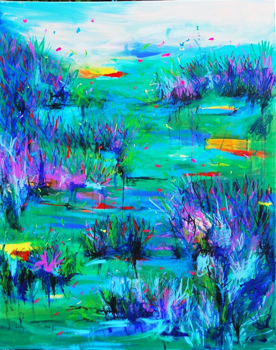 Abstract Landscape Acrylic Painting By Aasiri Wickremage, 31 X 40, Surrey Hills, Original Artwork