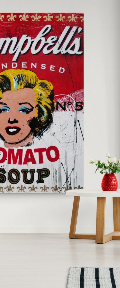 Tomato Marilyn 140cm x 100cm Marilyn Monroe Campbell's Soup Textured Urban Pop Art by Franko
