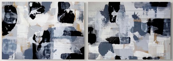 Abstraction No. 02479 XL black & white - set of 2