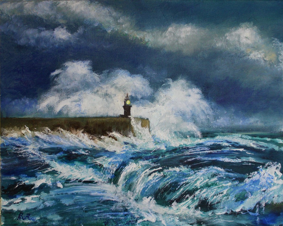 Stormy Seas Folkestone by Rod Bere