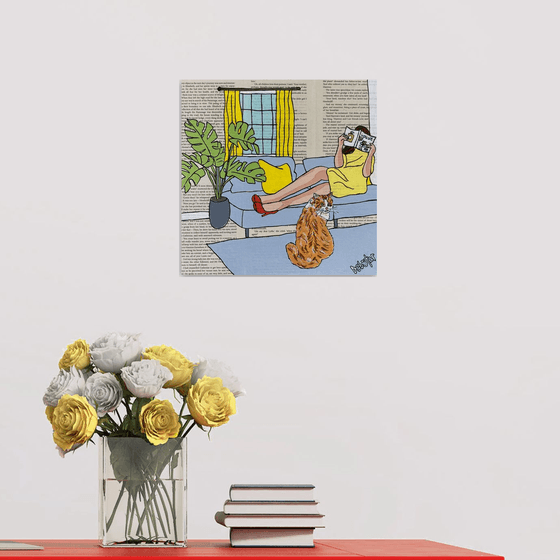 Cat Capers Lounging 30cm x 30cm