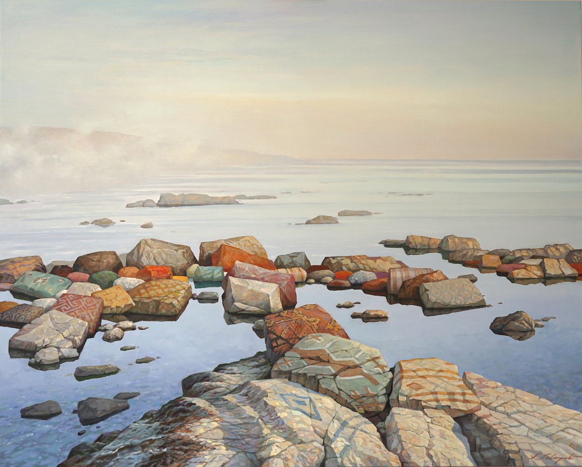 Surrealistic Landscape Oil Painting By Sergej Sologub, 64 X 51", Dream, Original Artwork