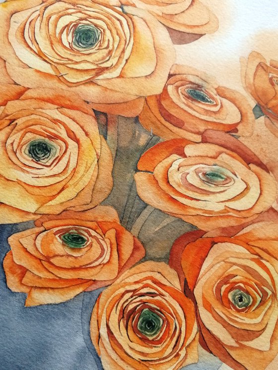 Orange flowers painting.