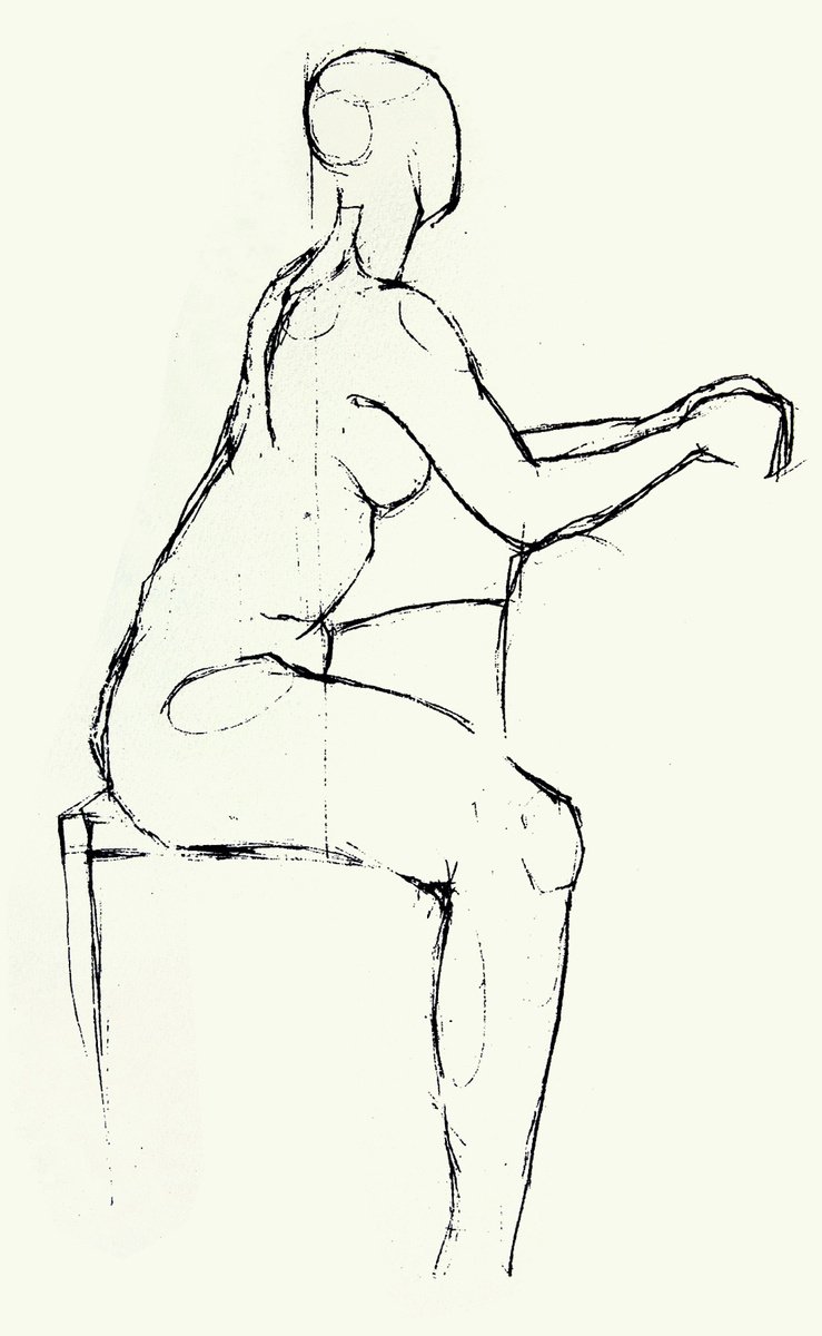 Small nude on chair by Michael Lilley