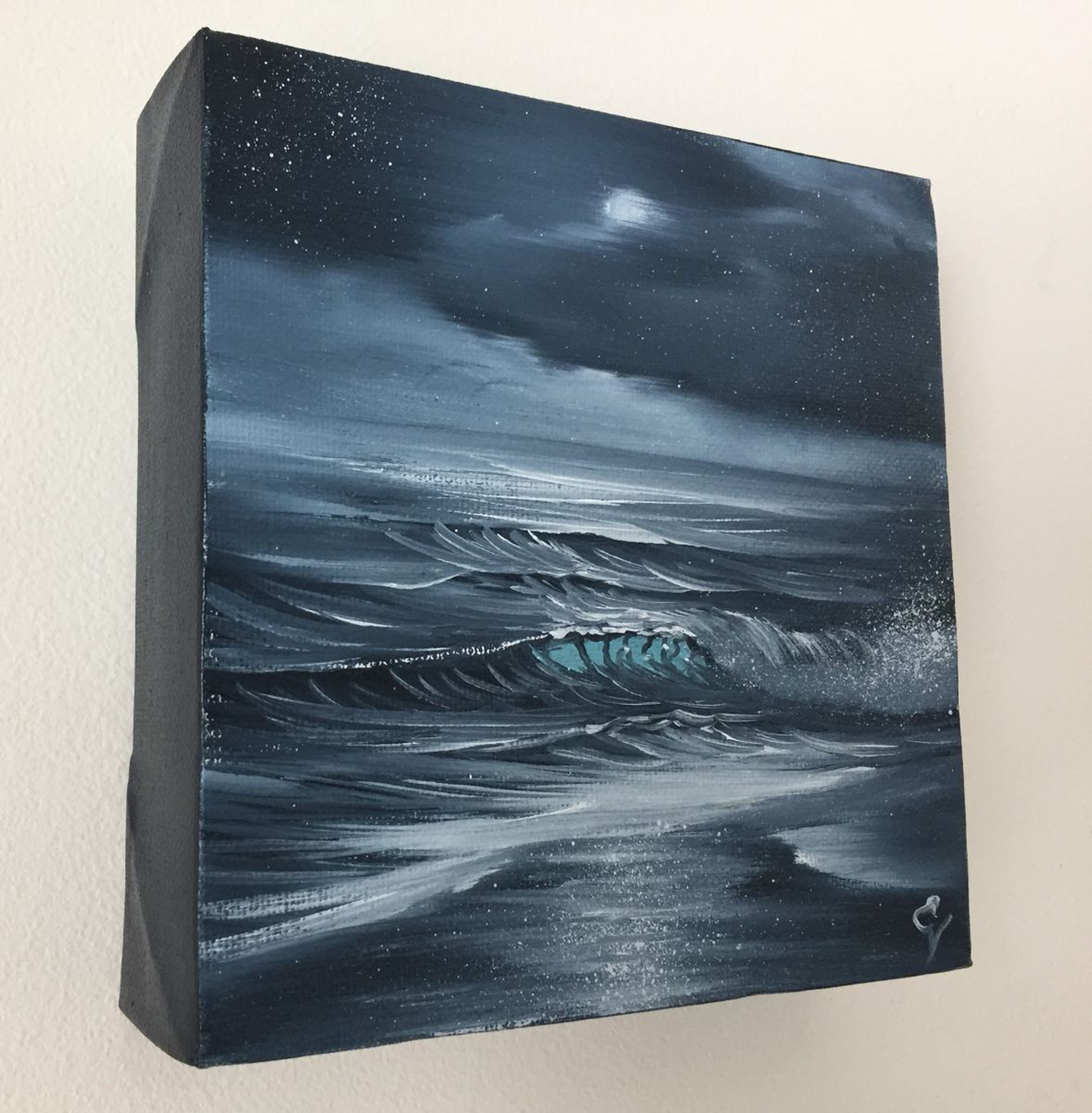 Night Surf Full Moon Over The Ocean Painting Artfinder
