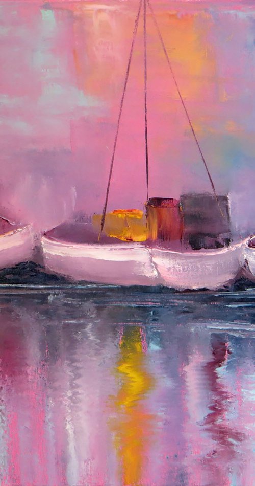 Neon Harbor: The Pink Symphony by Elena Lukina