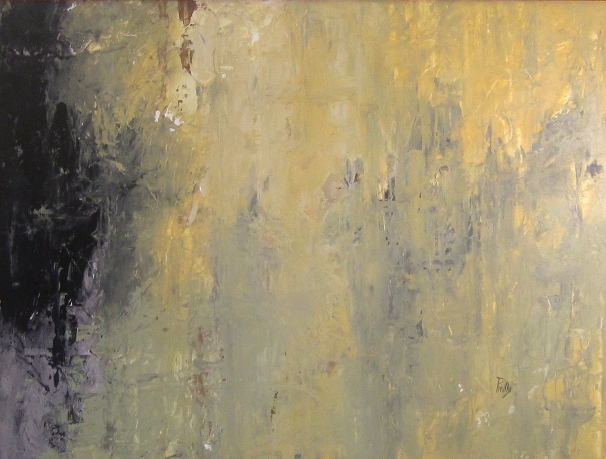 Organic Abstract Acrylic Painting By Joseph Piccillo, 42 X 32, Early Morning Mill Rd. Bridge, Original Artwork