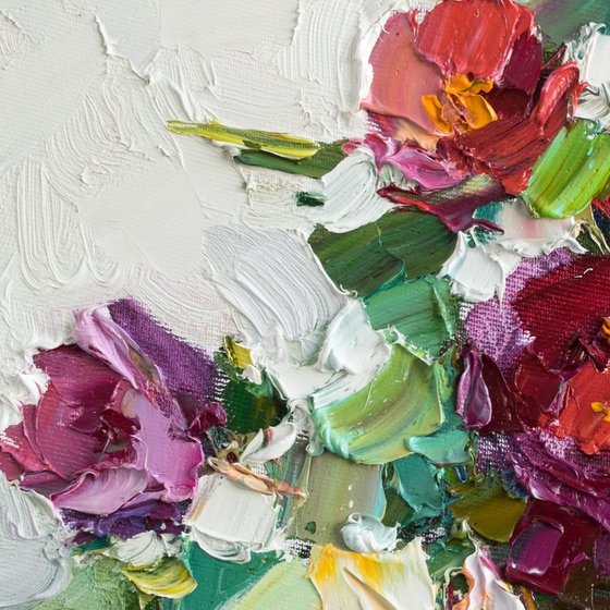 Roses impasto painting - Original oil painting