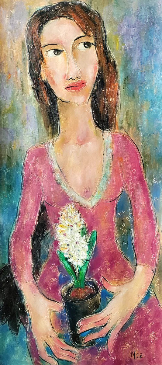 The Girl with the white Hyacinth by Valentina Yevmenenko