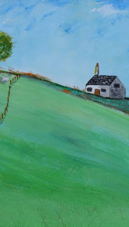 Cottage on Hill at Farm by Sharyn Bursic