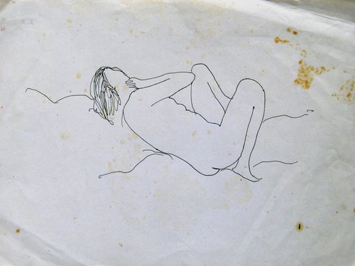Reclining nude, old sketch, 24x32 cm by Frederic Belaubre