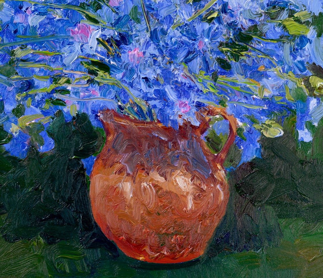 Original Oil Painting - Cornflowers in a Vase by Suren Nersisyan