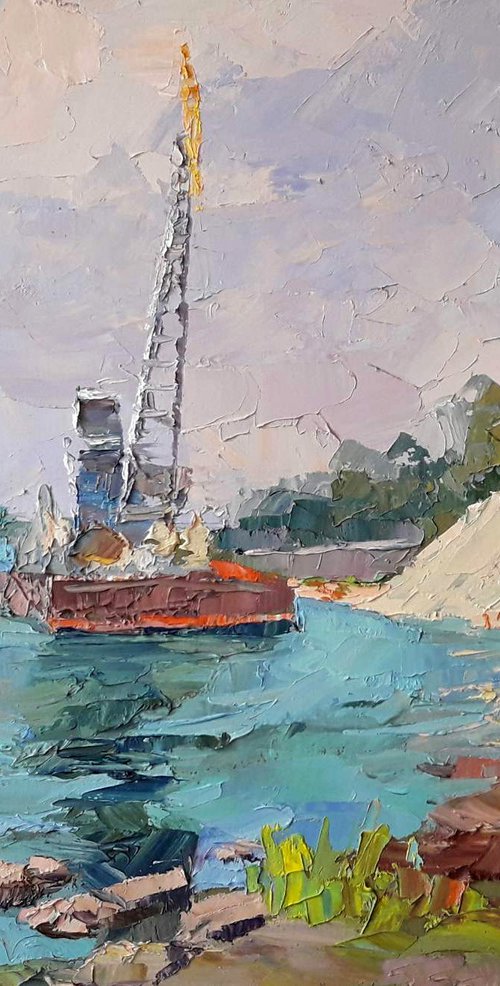 Dredger on the Dnieper by Boris Serdyuk