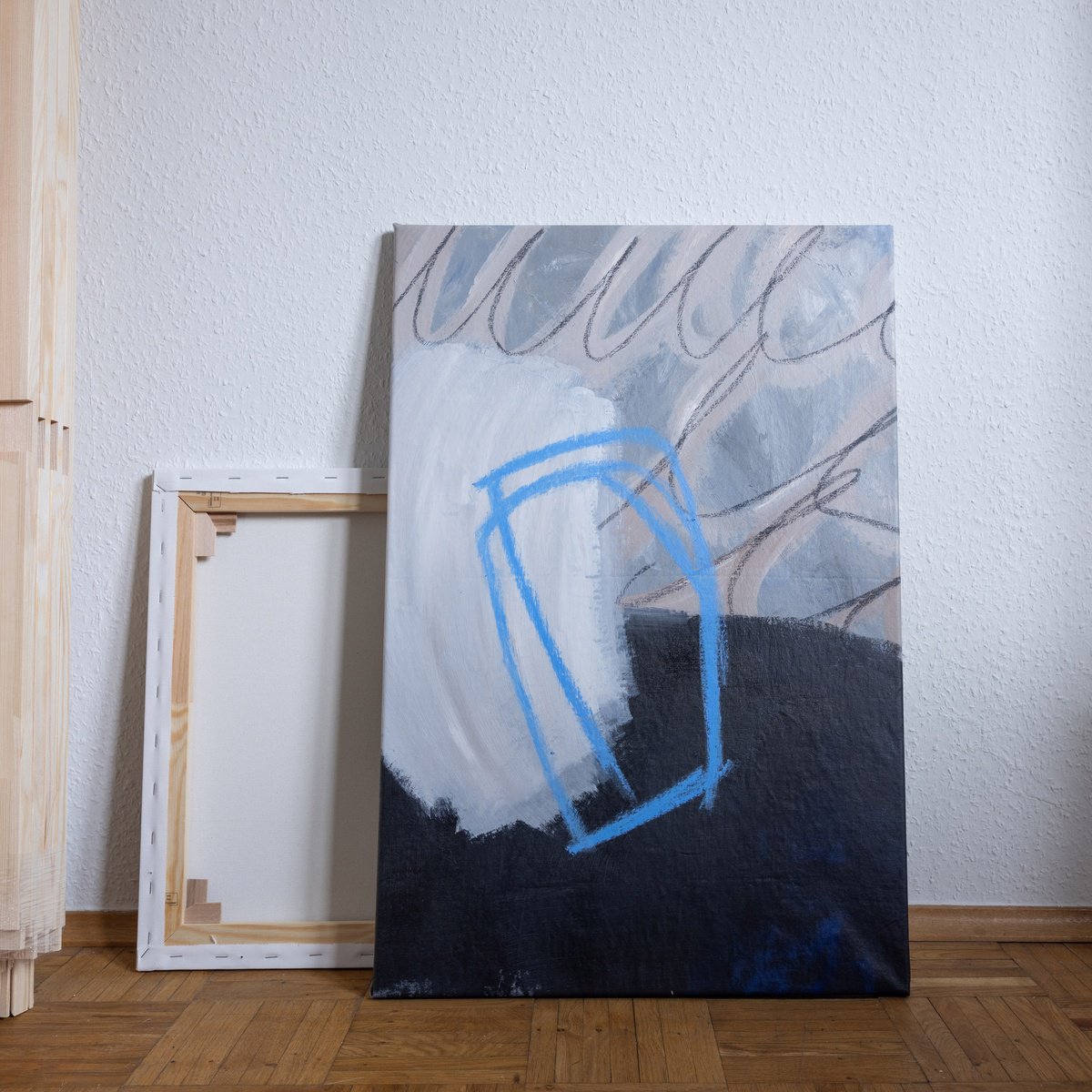 Organic Abstract Acrylic Painting By Mareike Bohmer, 20 X 28", Abstract Brush Strokes 352, Original Artwork