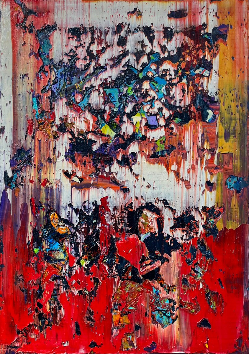 Abstract Oil Painting By Svitlana Andriichenko, 20 X 28", Memory Of A Burning City, Original Artwork