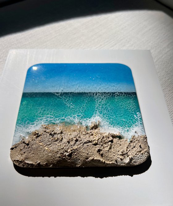 "Little wave" #16 - Miniature square painting