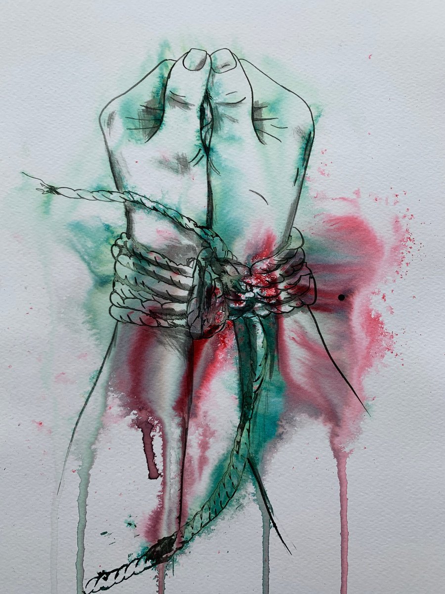 Illustrative Portrait Painting By Dianne Bowell, 11 X 15, Tied, Original Artwork