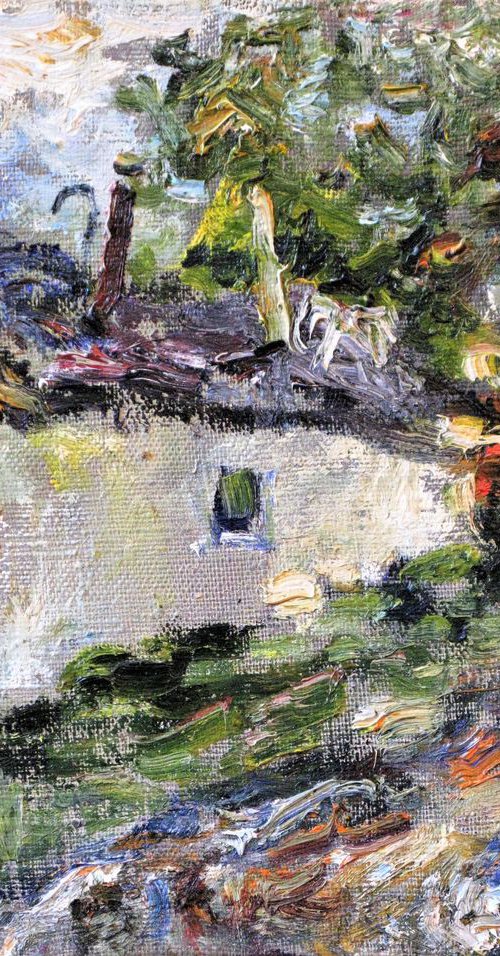 The village street after the rain"  40 H x 50 W x 3 cm  2010 by Nikifor Swiristuhin