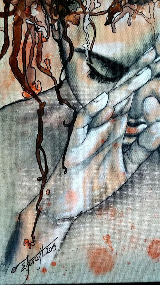 "Doubt "60x30x2cm,original acrylic,painting on canvas , ready to hang