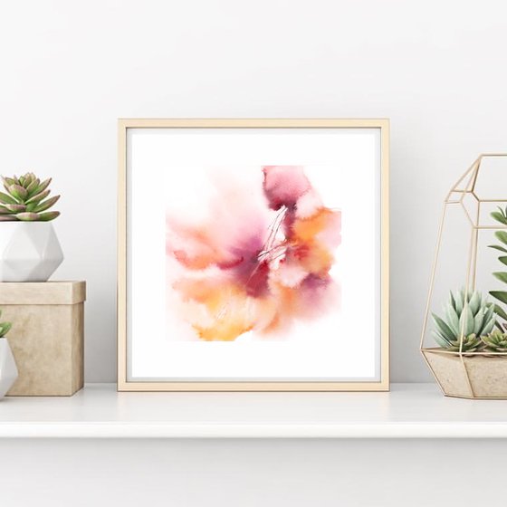 Watercolor floral wall art, Diptych "Spring wind"