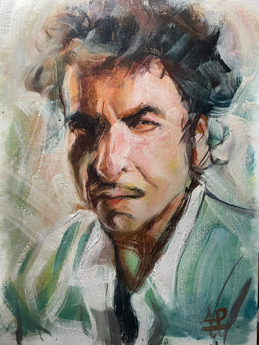 Impressionistic Portrait Oil Painting By Andres Portillo, 12 X 16, Bob Dylan, Original Artwork