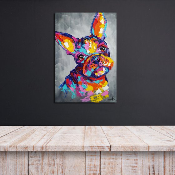 My pet -  French Bulldog, dog, animals, oil painting, French Bulldog oil painting, pet, pet oil painting, gift, animals art, bulldog