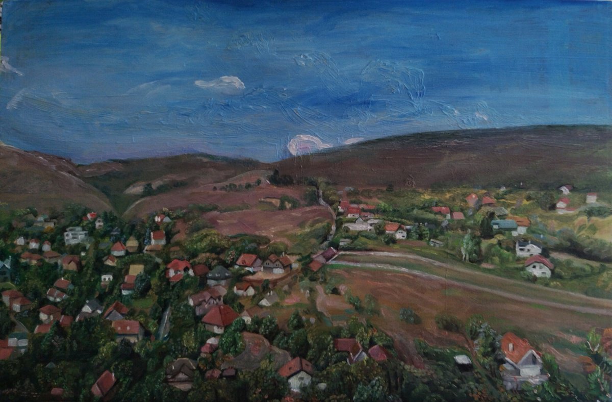 Landscape Oil Painting By Viktoria Deri, 24 X 16", Landscape, Original Artwork