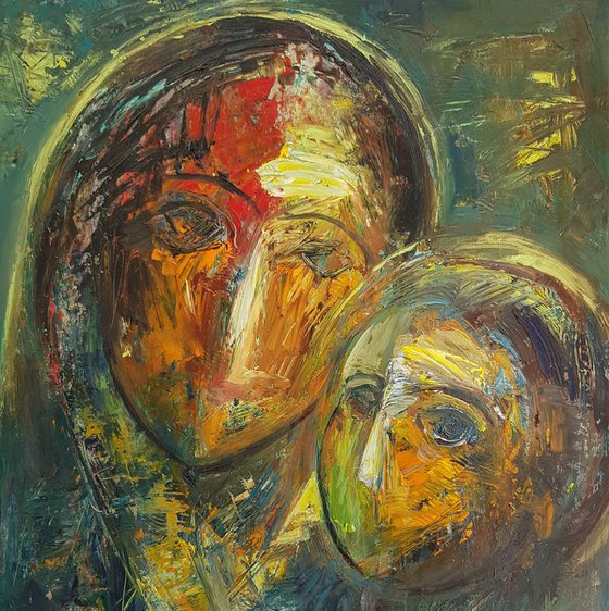 Maternity(oil painting, 35x45cm, portrait, paper)