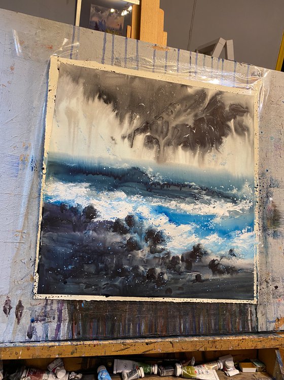 Watercolor "Sea-storm” special gift
