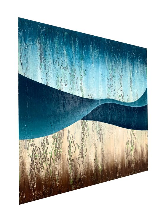 Blue ribbon wave - 70cm x 70cm