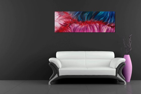 Encounter - 120x40 cm, LARGE XL, Original abstract painting, oil on canvas