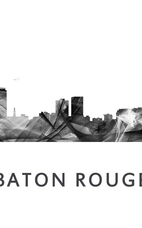 Baton Rouge Louisiana Skyline WB BW by Marlene Watson