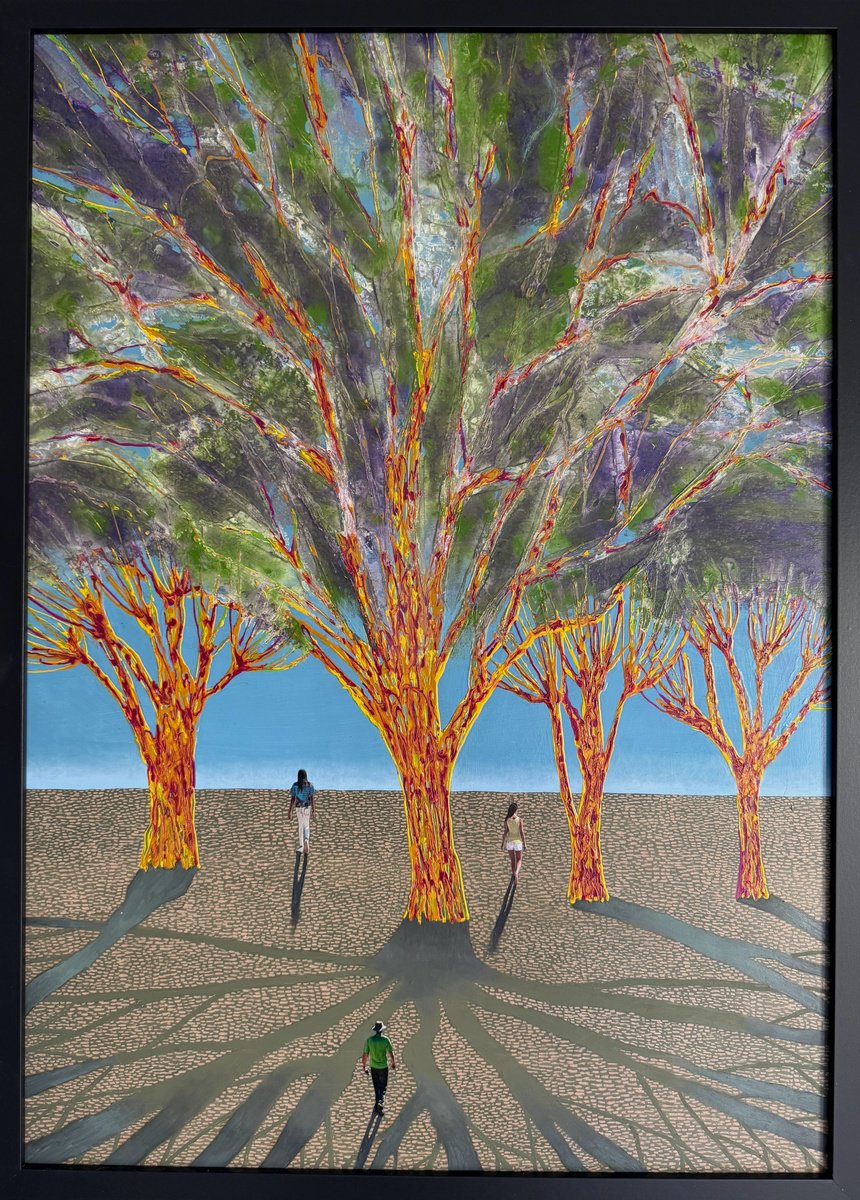 Surrealistic Landscape Painting By Stefano Pallara, 20 X 28", Beyond The Dream Of Thinking 2, Original Artwork