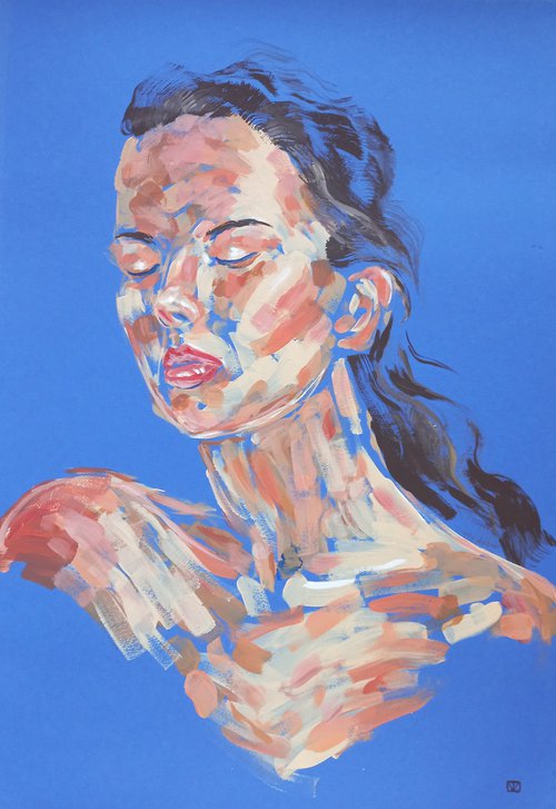 Acrylic woman portrait 50x35 cm by Tatiana Myreeva