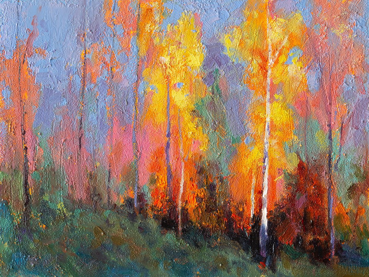 Impressionistic Landscape Oil Painting By Daria Zavadenko, 16 X 12, Autumn Forest Symphony, Original Artwork