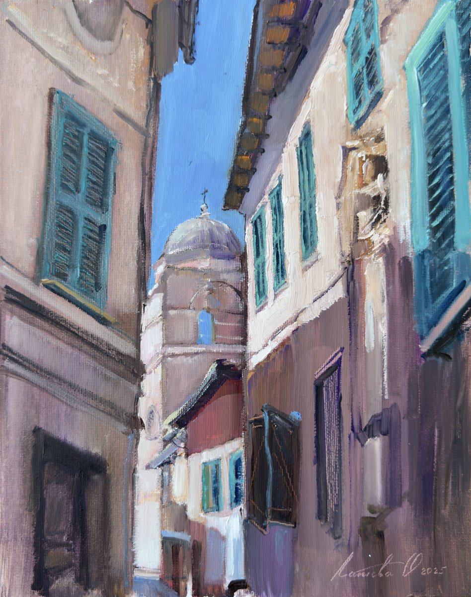 Impressionistic Cityscapes Oil Painting By Olha Laptieva, 10 X 12", Favorite Street In This City, Original Artwork