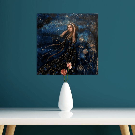 "The Empress of Dreams." 40x40cm on wood.